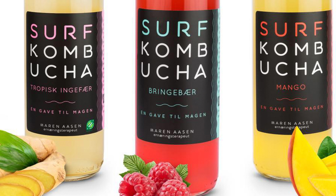 Tre ulik produkter fra Surf Kombucha 